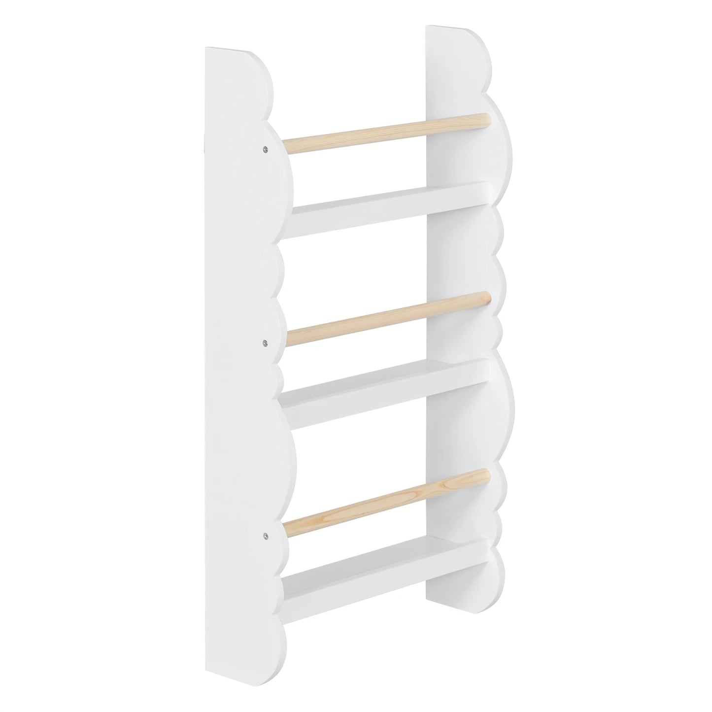 WOLTU Kids Modern Four-Open Display Shelves Eco-Friendly Water-Base Green Paint E1 Pine Wood Bars Wall-Mounted Rack Bookcases/Colors-White/Green/Gray/Ages: 3 Years Old And Older