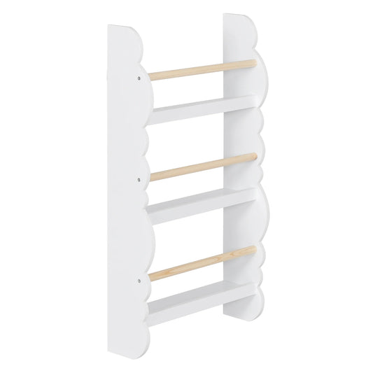WOLTU Kids Modern Four-Open Display Shelves Eco-Friendly Water-Base Green Paint E1 Pine Wood Bars Wall-Mounted Rack Bookcases/Colors-White/Green/Gray/Ages: 3 Years Old And Older