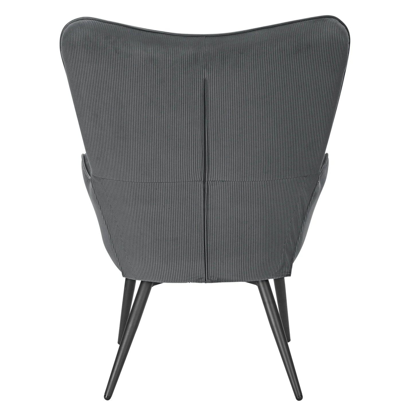 WOLTU Modern Dark Gray Upholstered High Back Armed Soft Corduroy Fabric-Four Metal Legs Relaxing Chairs Recliners /Footstool Included /Colors-Beige/Light Gray/ Dark Gray /Green